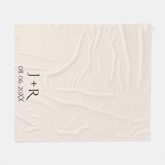 Modernes Monogram Ehepaar Hochzeitsgeschenk Hochze Fleecedecke (Vorderseite (Horizontal))