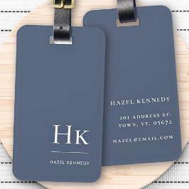 Modernes Monogram, einfach elegant, blau blau Gepäckanhänger