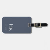 Modernes Monogram, einfach elegant, blau blau Gepäckanhänger (Vorderseite horizontal)