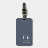 Modernes Monogram, einfach elegant, blau blau Gepäckanhänger (Vorderseite vertikal)