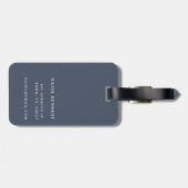 Modernes Monogram, einfach elegant, blau blau Gepäckanhänger (Rückseite horizontal)