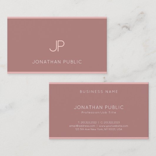 Modernes Monogram Elegant Beruflich Simple Luxe Visitenkarte (Vorne/Hinten)