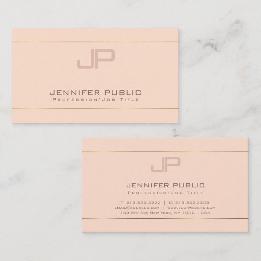 Modernes Monogram Elegant Design Trendy Schlicht L Visitenkarte (Vorne/Hinten)