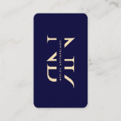 Modernes Monogram Elegant Midnight Blue Gold Initi Visitenkarte (Vorderseite)