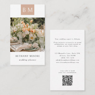 Modernes Monogram Elegant Wedding Planner Foto Visitenkarte