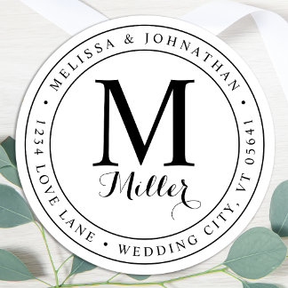 Modernes Monogram-Elegantes Rücksendeadresse-Label Runder Aufkleber