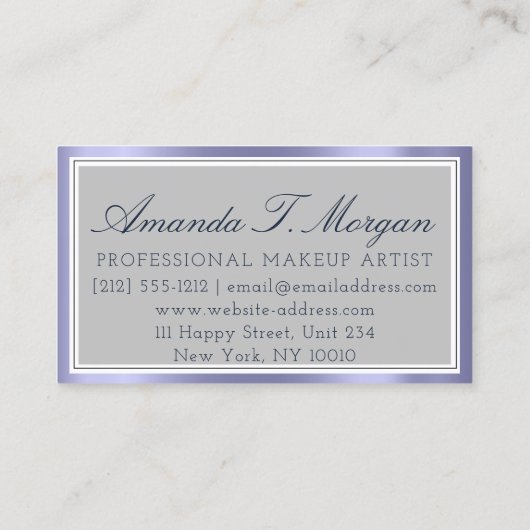 Modernes Monogram Event Planer Gerahmt Smoky Blue Visitenkarte (Rückseite)