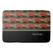 Modernes Monogram Fisch Lachs Design Schwarz-weiß  Badematte (Vorderseite)