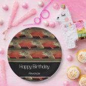 Modernes Monogram Fisch Lachs Design Schwarz-weiß  Pappteller (Party)