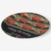 Modernes Monogram Fisch Lachs Design Schwarz-weiß  Pappteller (Schrägansicht)