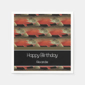 Modernes Monogram Fisch Lachs Design Schwarz-weiß Serviette (Vorderseite)