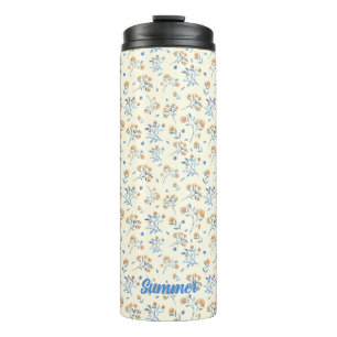 Modernes Monogram Floral Muster Thermal Tumbler Thermosbecher