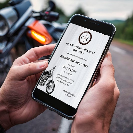 Modernes Monogram Foto Motorrad-Adventure Einladung