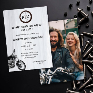 Modernes Monogram Foto Motorrad-Adventure Einladung