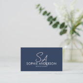 Modernes Monogram Foto Navy Blue Beruflich Visitenkarte (Stehend Vorderseite)