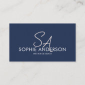Modernes Monogram Foto Navy Blue Beruflich Visitenkarte (Vorderseite)