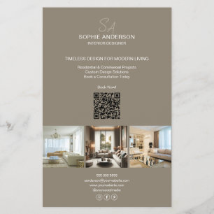 Modernes Monogram Foto Taupe Beruflich Business Flyer