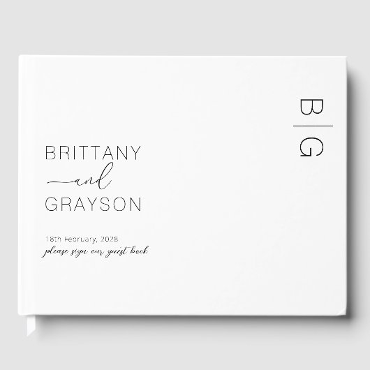 Modernes Monogram Foto Wedding Guest Book Gästebuch (Vorderseite)