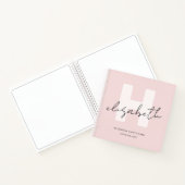 Modernes Monogram Girl Script Blush Pink Sketchboo Notizblock (Innenseite)