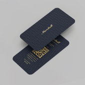 Modernes Monogram Gold Beruflich Dark Blue Mesh Visitenkarte
