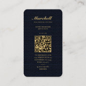 Modernes Monogram Gold Beruflich Dark Blue Mesh Visitenkarte (Rückseite)