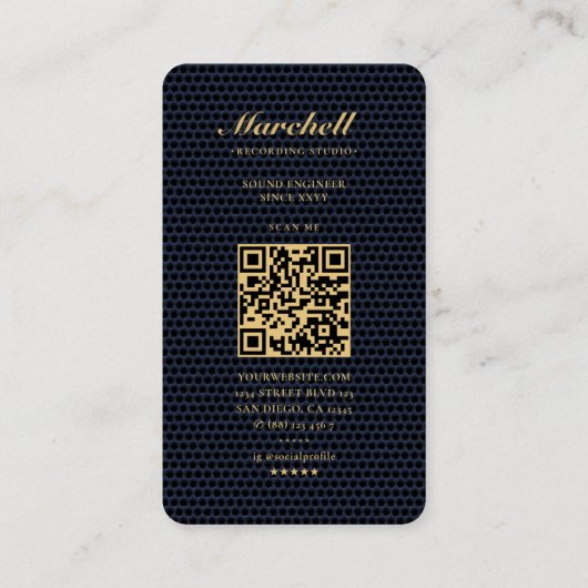 Modernes Monogram Gold Beruflich Dark Blue Mesh Visitenkarte (Rückseite)