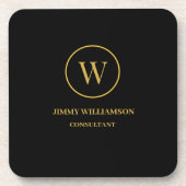 Modernes Monogram Gold Black Business Getränkeuntersetzer (Vorderseite)