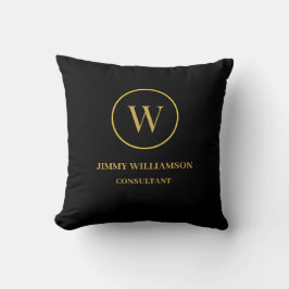 Modernes Monogram Gold Black Business Kissen
