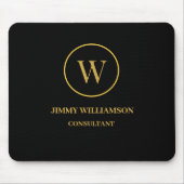 Modernes Monogram Gold Black Business Mousepad (Vorne)