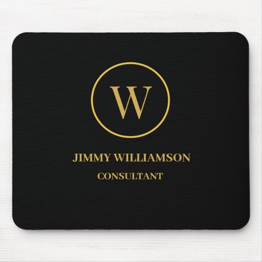 Modernes Monogram Gold Black Business Mousepad (Vorne)