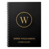 Modernes Monogram Gold Black Business Notizblock (Vorderseite)