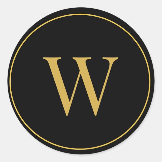 Modernes Monogram Gold Black Business Runder Aufkleber (Vorderseite)