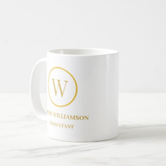 Modernes Monogram Gold Business Kaffeetasse (Vorderseite Links)