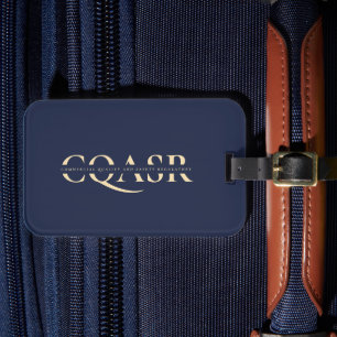 Modernes Monogram Gold Company Dark Blue Gepäckanhänger