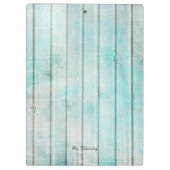 Modernes Monogram Gold Muster Blaues Vintages Holz Klemmbrett (Rückseite)