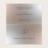 Modernes Monogram Gold Silver Look Elegante Vorlag Visitenkarten (Außenseite Aufgefaltet)