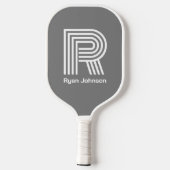 Modernes Monogram Graue Pickleball Paddel Schläger (Rückseite)