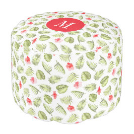 Modernes Monogram Green Palm Blätter Muster Hocker