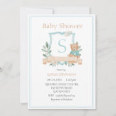 Modernes Monogram Green Wappen Greenerity Baby Einladung (Vorderseite)