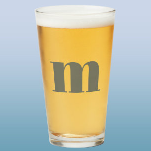 Modernes Monogram Grünes Bier Glas