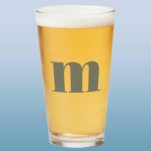 Modernes Monogram Grünes Bier Glas