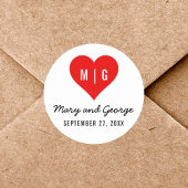 Modernes Monogram Heart Custom Wedding Save the Da Runder Aufkleber