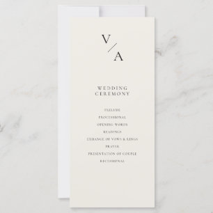 Modernes Monogram Ivory-Hochzeitsprogramm