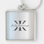 Modernes Monogram K Silver Elegant Beruflich Schlüsselanhänger (Vorne)