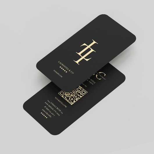 Modernes Monogram L Black Gold Berufliches Logo Visitenkarte
