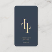 Modernes Monogram-L Dunkelblau-Berufliches Logo Visitenkarte (Vorderseite)