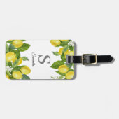 Modernes Monogram Lemon Citrus Gepäckchen Gepäckanhänger (Vorderseite horizontal)