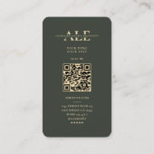 Modernes Monogram Logger Dunkelgrünes Gold Visitenkarte (Rückseite)