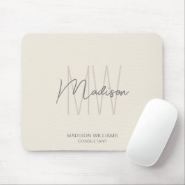 Modernes Monogram Logo Creme Tan Consultant Mousepad