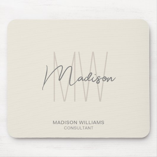 Modernes Monogram Logo Creme Tan Consultant Mousepad (Vorne)